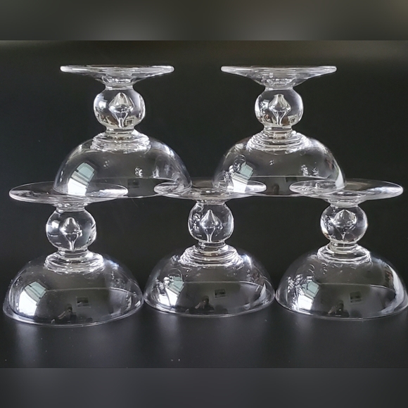 (5) Crystal Low Profile Ball Stem Sherbet Glasses - Picture 3 of 4